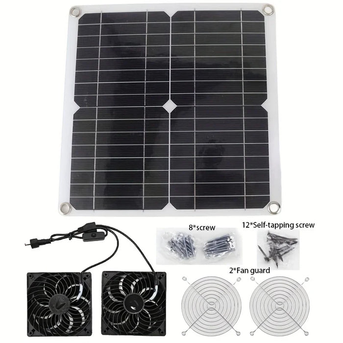 Solar fan set, waterproof and portable solar panel and fans, suitable for greenhouses, poultry houses, solar charging