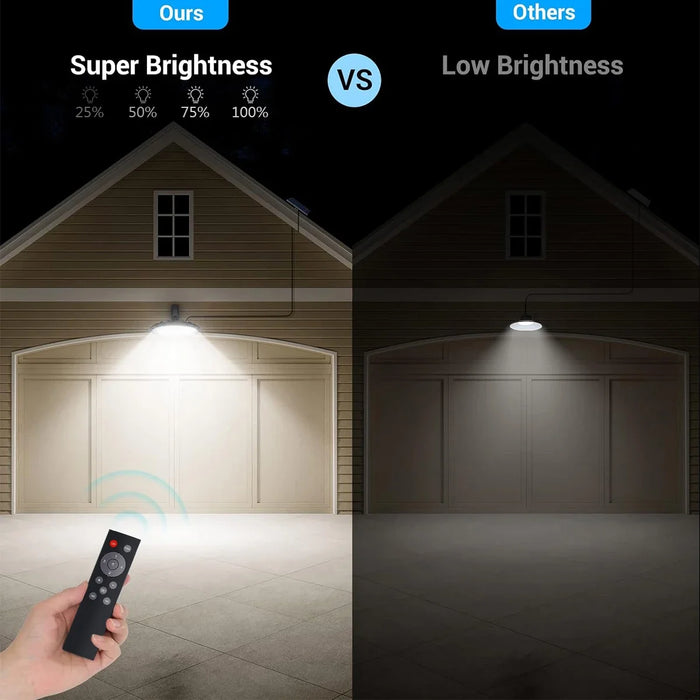 Solar Light Indoor Outdoor Shed Light Rotation Design Waterproof 5 Modes Dimmable Remote for Barn Patio Coop Gazebo LED Lamp