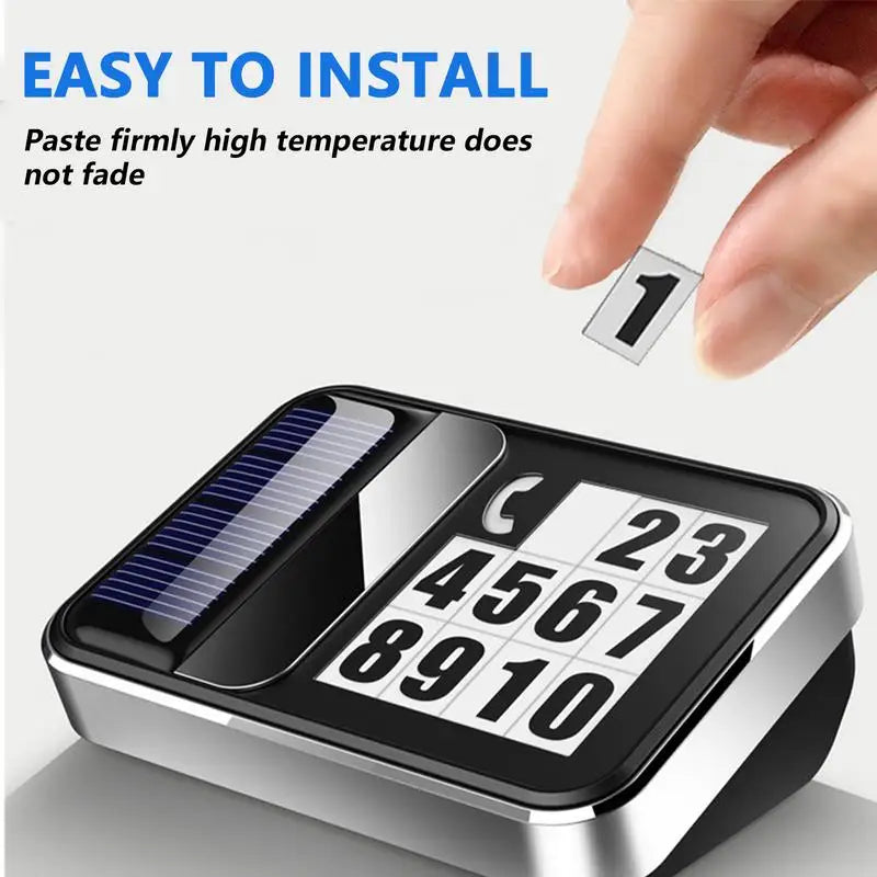 Car Solar Charging Parking Number Plate Luminous LED Digital Temporary Parking Card Auto Stop Phone Number Card For Car Supplies