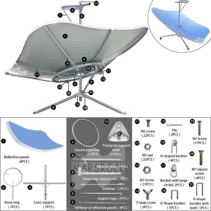 2000W Solar Cooker Portable Outdoor Rectangular BBQ Sun Reflective Heaters Solar Powered Stove Oven for Camping From EU