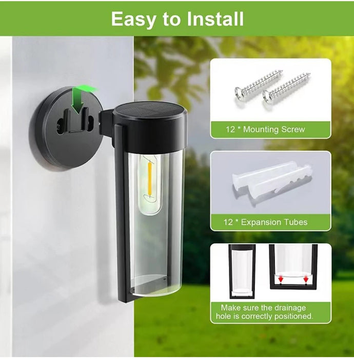 LED Solar Wall Mount Light Outdoor Solar Powered Auto On/Off Waterproof Garden Decoration Yard Post Porch Fence Lawn Lights