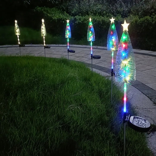 Decorative Solar Christmas Tree Lights Stars Design Weatherproof Landscape Lights Energy Saving Warm White/ Colorful Lawn Lights