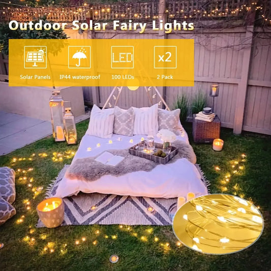 Solar LED String Lights Outdoor Waterproof Festoon Garden Decor Christmas Fairy Garland String Lights