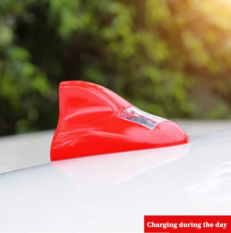 Solar anti rear end collision flashing light LED warning light Car shark fin antenna modified General Motors decorative light