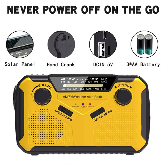 ELECT-Emergency Radio Solar Hand Crank Radio AM/FM Radio LED Flashlight SOS Alarm Power Bank Speaker