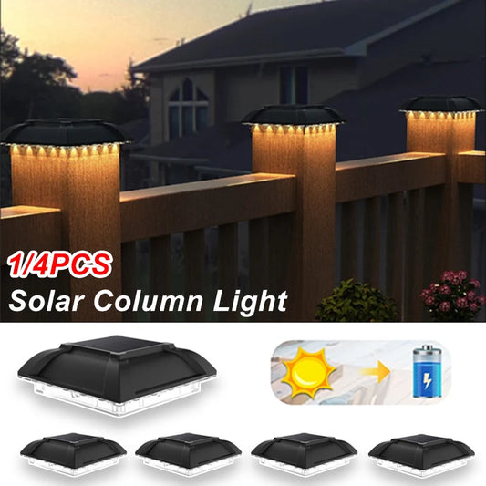 1/4 PCS LED Solar Fence Light Outdoor Waterproof Solar Light Garden Yard Fence Column Decorative Lighting for 4 Inch Wood Posts