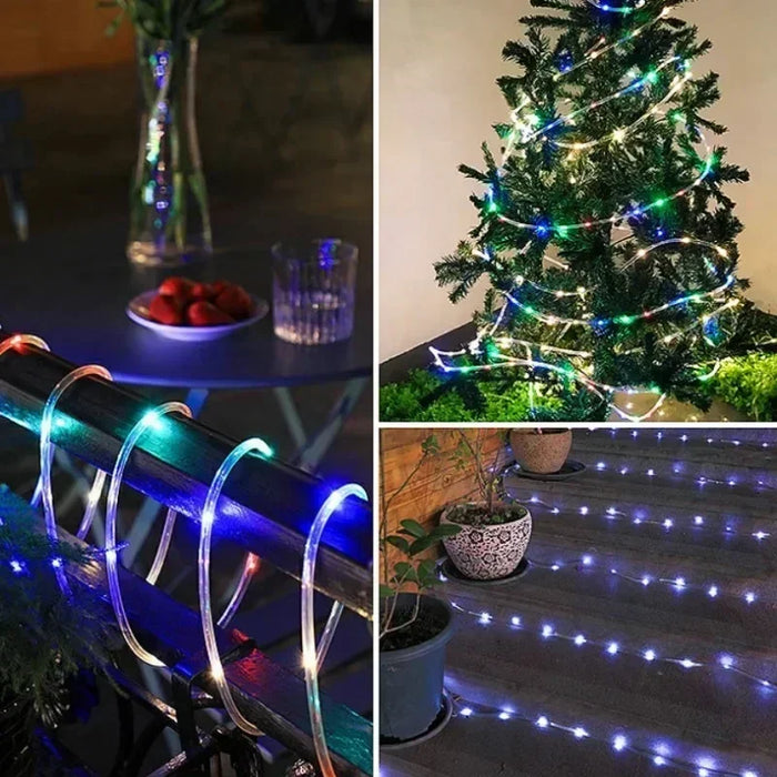 Solar Led Light Outdoor 7M 12M 22M Tube Solar Powered String Light Waterproof Garden Decoration Wedding Christmas Tree Lamp