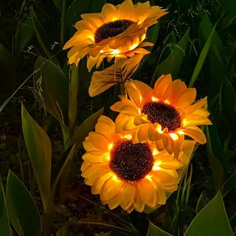 Solar Lights Outdoor Simulated Sunflower Fairy LED Lawn Lamp Garden Courtyard Ground Light Wedding Christmas Home Decoration