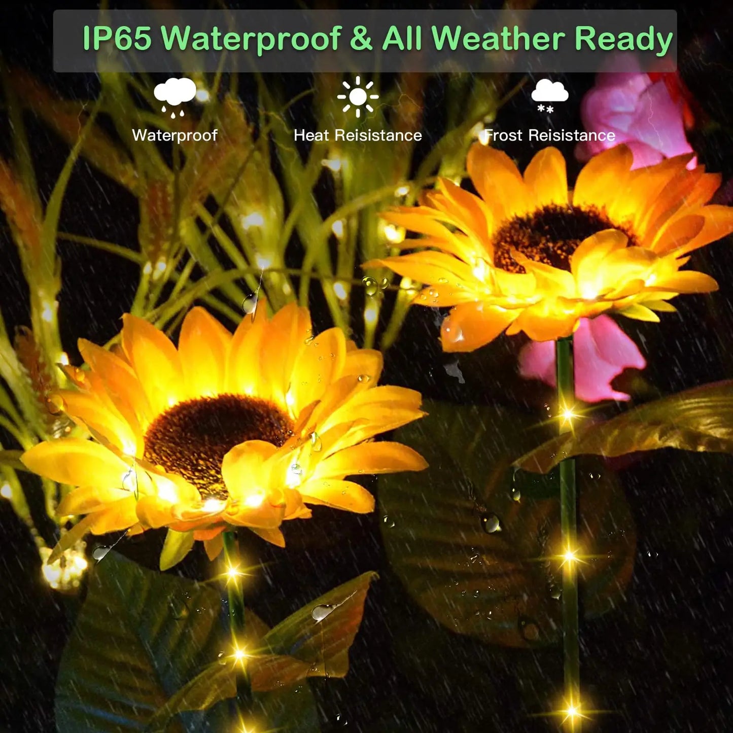 Solar Outdoor Lights Sunflower Garden Decor Waterproof Solar Flower Light Outside for Yard Patio Landscape Patio Walkway Pathway