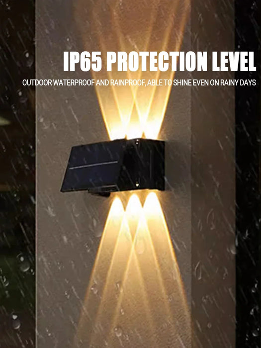 Outdoor Solar Wall Lamp Upper Lower Light Emitting Exterior Wall Lamp Waterproof LED Outdoor Lighting Dual Head Courtyard
