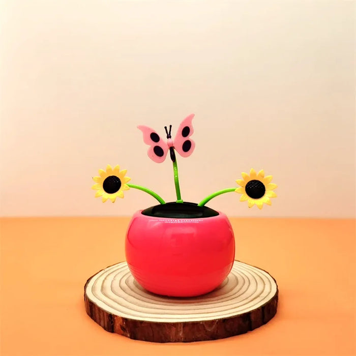Solar Toys Cute Flower Butterfly Bee Swinging Doll Solar Car Ornament Creative Cartoon Flower Solar Desktop Ornament Decoration