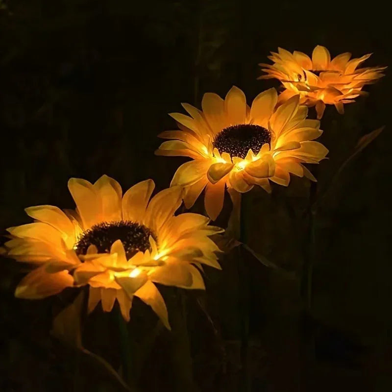 Solar Lights Outdoor Simulated Sunflower Fairy LED Lawn Lamp Garden Courtyard Ground Light Wedding Christmas Home Decoration