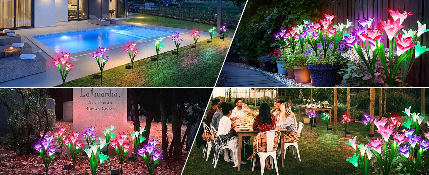 Outdoor Solar Lights Solar Garden Lawn Lights Bigger Lily Flowers landscape lighting for Outdoor Patio Yard Garden Decoration