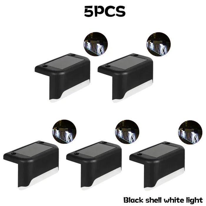 Solar Powered Step Lights Outdoor Courtyard Lights Fence Pole Lights Step Lights Decorative Landscape Lights Wall Fence Lights