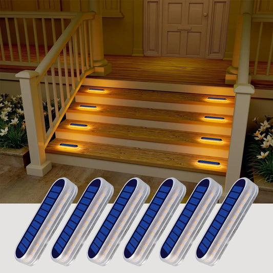 Solar Deck Lights 4 Pack Outdoor Step Lights Waterproof IP68 Led Solar Garden Lights for Railing Stairs Fence Yard Patio Pathway