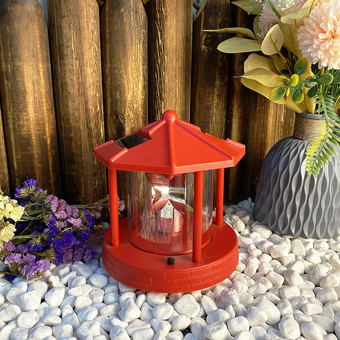 Solar Power Lamps Rotating Lighthouse Beacon Tower LED Light Outdoor Garden Landscape Courtyard Lawn Outdoor Decoration Light