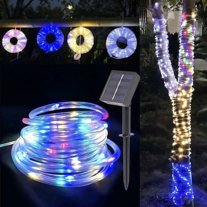 Solar Led Light Outdoor 7M 12M 22M Tube Solar Powered String Light Waterproof Garden Decoration Wedding Christmas Tree Lamp