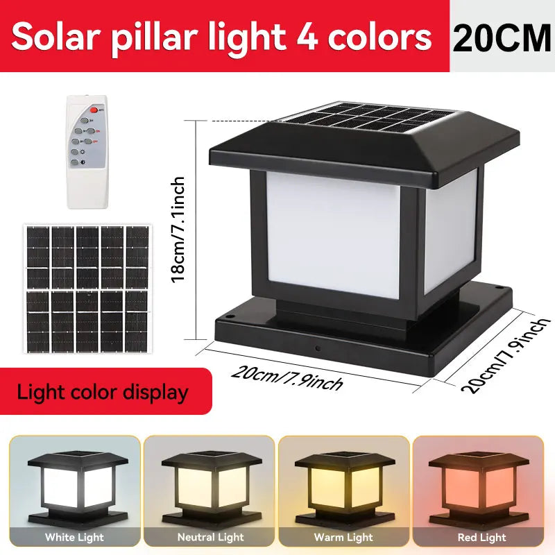 Solar Column Light Garden Solar Lamps Waterproof LED Solar Pillar Light Timed Remote Control LED Outdoor Lighting Courtyard Lamp