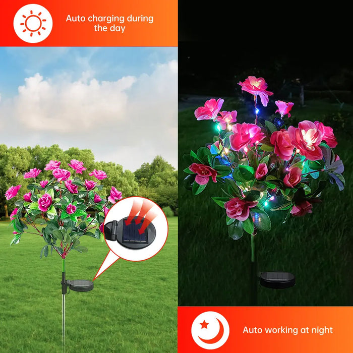 Solar Azalea Flower Lights Waterproof Garden Light Outdoor Pathway Lights Yard Lawn Patio Decorative Lamp Solar Landscape Light