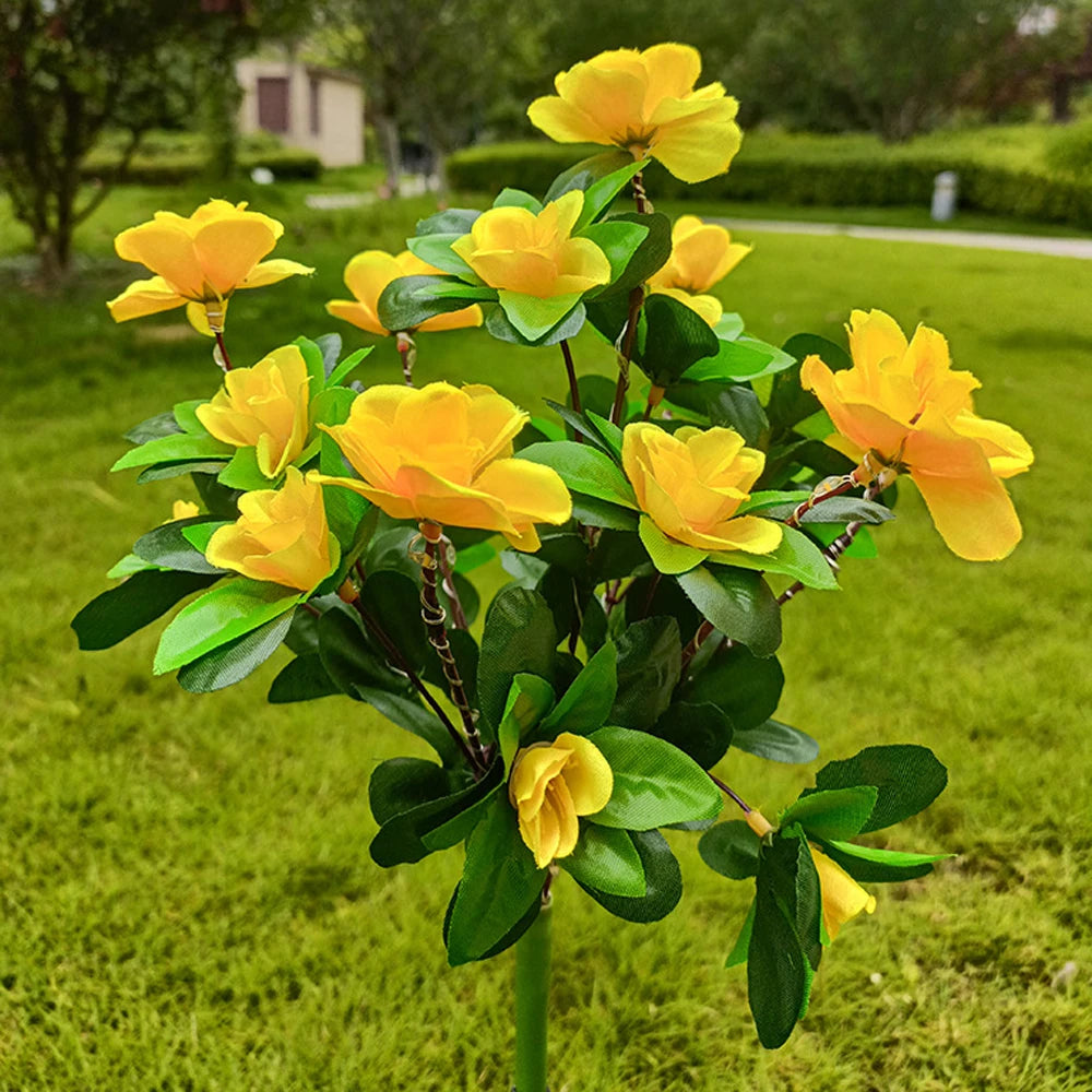 Solar Light LED Azalea Solar Flowers Lamp Outdoor Decorative for Garden Yard Lawn Path Lighting Holiday Wedding Decor
