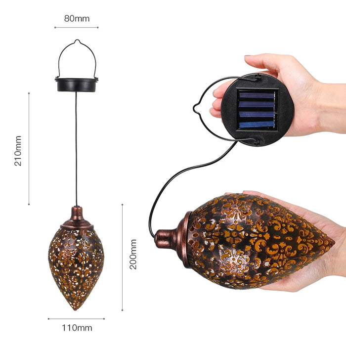 LED Hanging Solar Lights Lantern Metal Lamp Waterproof Outdoor Solar Lamp for Garden Projection Light Halloween Home Decoration