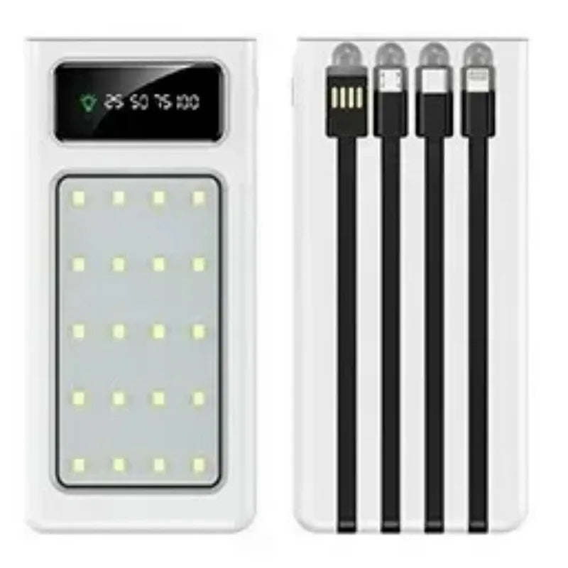 500000MAH  200000mAh 300000mAh Solar BCAK  Power Bank, Convenient Ultra-thin Built-in Cable, Outdoor Camping Mobile Power Supply