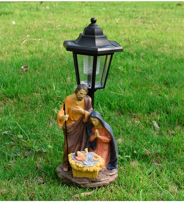 Christmas Trough Solar Light Ornament Outdoor Balcony Lawn Garden Path Atmosphere Light Statue  Garden Statues