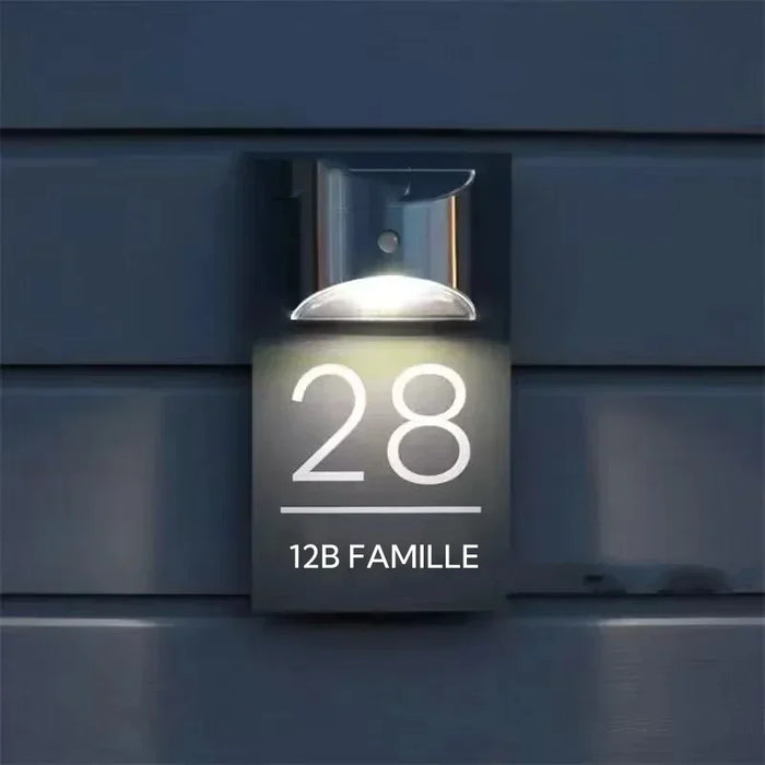 Customize Rectangle House Sign Solar LED Light Modern Residential Address Plaque Outdoor House Number Street Name Door Plates