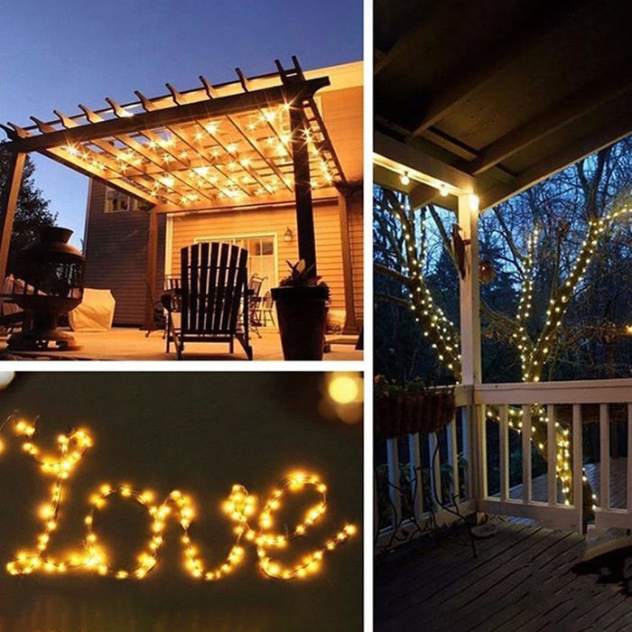 Outside Lighting Courtyard Gazebo Balcony Garden Decoration Solar LED Lights Ground Spike Solar Lamp Copper Wire String Light