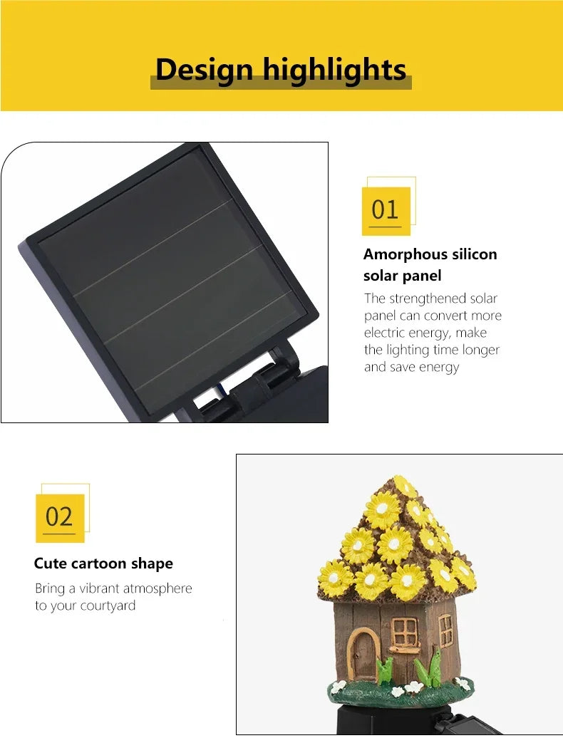 Solar Powered Fairy House Lawn Lamp Solar Led Light Outdoor Garden Decoration Lamp Waterproof Solar Lights