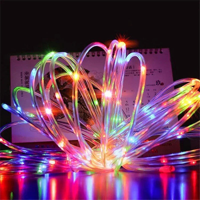 Solar Outdoor Light String Festoon LED Tube Rope Solar Garland Lamp for Summer Garden Fence Wedding Party Balcony Decoration