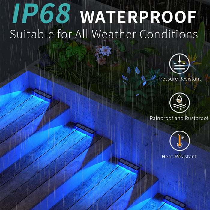 Solar Deck Lights Outdoor Waterproof LED Step Sidewalk Stair Garden Light IP68 Auto On/Off Solar Powered Dock Driveway Lighting