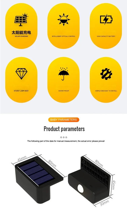 Solar Wall Lights Outdoor Square Solar Wireless Wall Mount Lights IP65 Waterproof Outdoor Wall Lamps Decorative for Garden