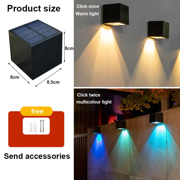 Solar Wall Lights Outdoor Square Modern Wall Lamp Waterproof Solar Fence Lights for House Wall Porch Garden Yard Patio Decor