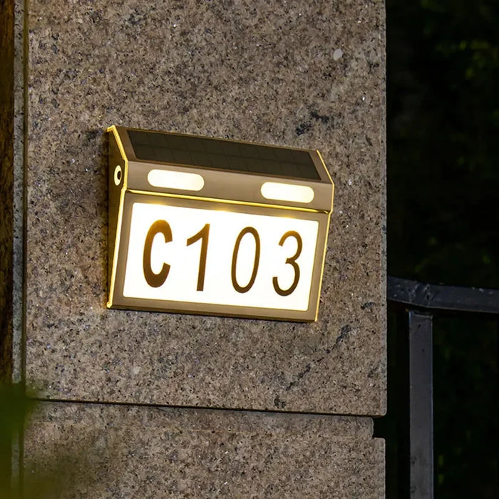 Solar House Number Lights Outdoor Waterproof LED Address Sign Lamp Wireless Sunpower Garden Door Decorative Plaque Wall Light