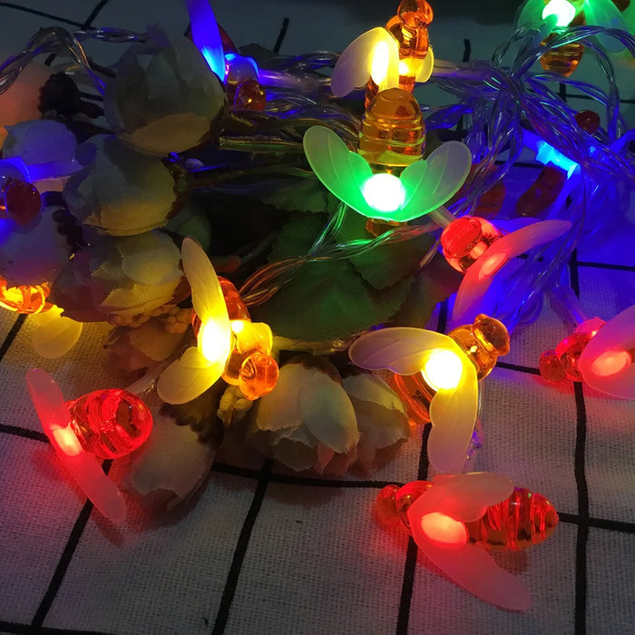 Solar String Light 20 LED Cute Bee Outdoor Light Wedding Home Garden Patio Party Christmas Tree Honeybee Starry Fairy Decor Lamp