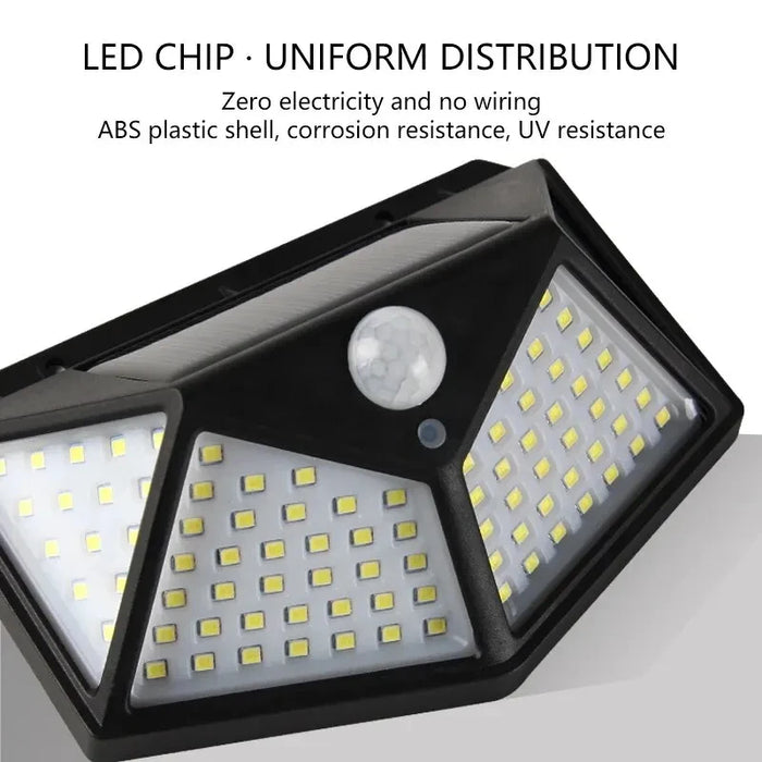 100LED Solar Lamp Wall Light Outdoor Lampwaterproof Motion Sensor Solar Indugtion for Garden Railing Yard Decorative Lamp