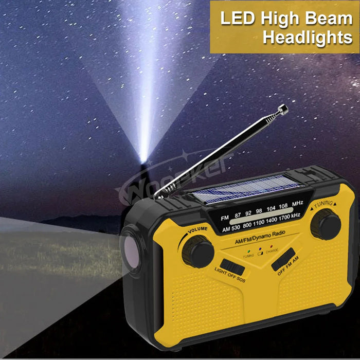 E09 Emergency Radios Output 5V/2A AM/ FM Radio Solar Hand Crank USB Rechargeable Torch Reading LED Lamp SOS Alarm Power Bank