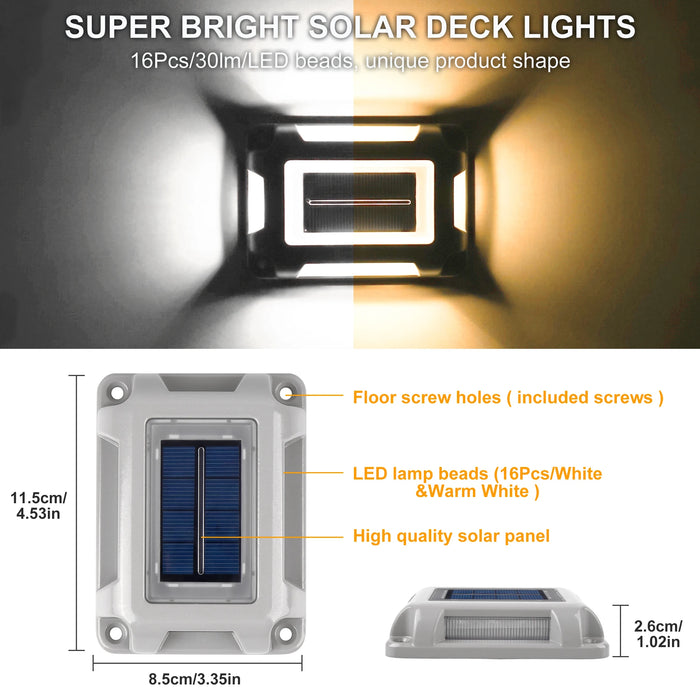 1pc 6LED Outdoor Deck Lights Solar Garden Step Lighting IP65 Waterproof For Stairs Patio Pathway Yard Fence Wall Lamp