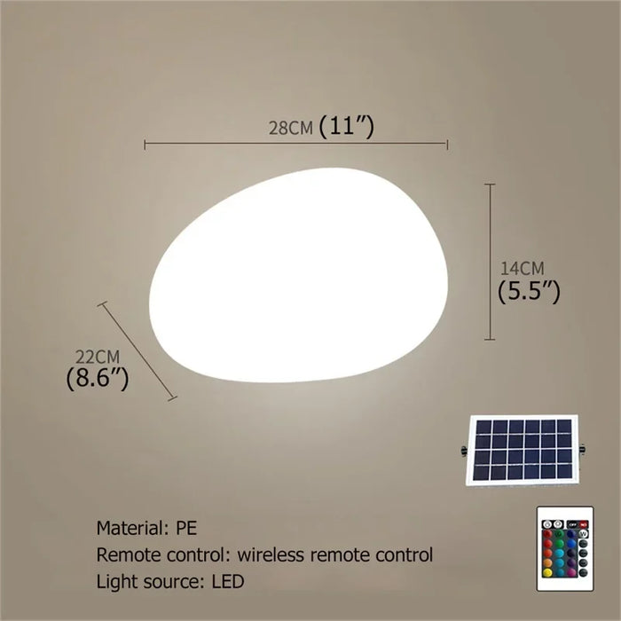 Solar Garden Lights Led Modern Creative White Stones Shape Waterproof IP65 with Remote Control Decor Home Courtyard Lawn Lamp