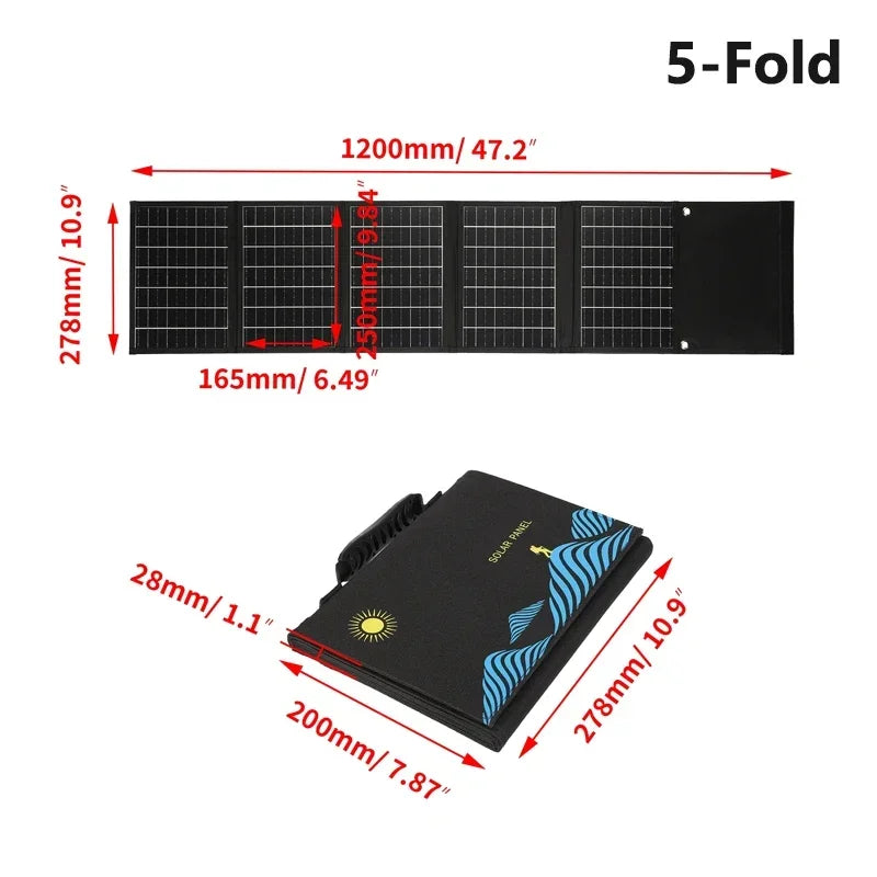 1000W Foldable Solar Panel Portable Solar Cell Folding Bag With USB+DC 18V For Outdoor Hiking Camping Mobile Phone Charging