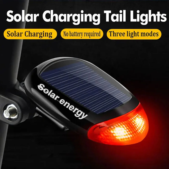 Solar Bicycle Tail Light Cycling Safety Solar Power Energy Bike Rear Lamp Night Riding Safety Warning Taillight MTB Accessories