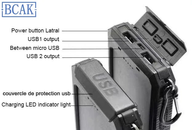 Hot New Style 200000mAh  Large Capacity Solar Power Bank New Portable With Lanyard Compass External Battery Outdoor Camping Char