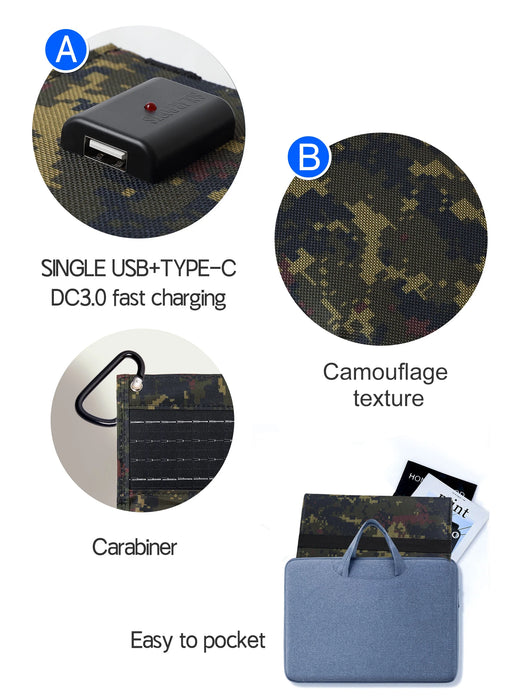 35W Portable Foldable Solar Panel Charger with USB Port - Compact & Lightweight Design for Outdoor Travel & Camping