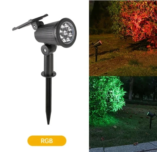 9 LED Solar Spotlights, Outdoor Waterproof Spotlights, Backyard Lighting, Ground Mounted Lawn Lights With Adjustable Brightness