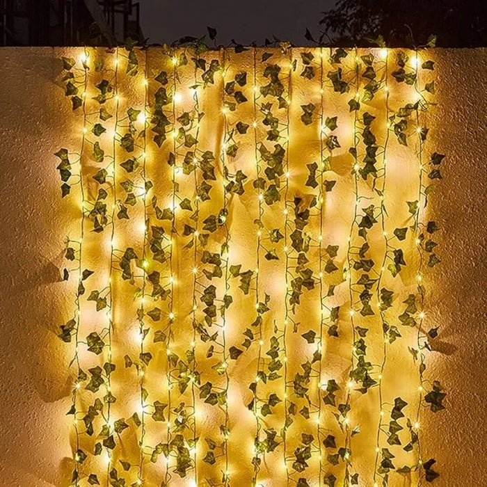7/12M Solar Green Leaf String Lights Artificial Vine Fairy Lights Christmas Tree Garland Light  Home Holiday Lighting Decoration
