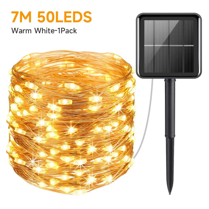 Solar LED Fairy String Lights Outdoor Waterproof 7m/12m/22m/32m 8 Modes Street Garland for Party Wedding Christmas Decoration