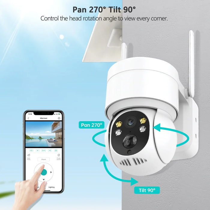 Solar Camera Wifi Outdoor 1080P PIR Human Detection Wireless Surveillance IP Cameras With Solar Panel 7800mAh Recharge Battery