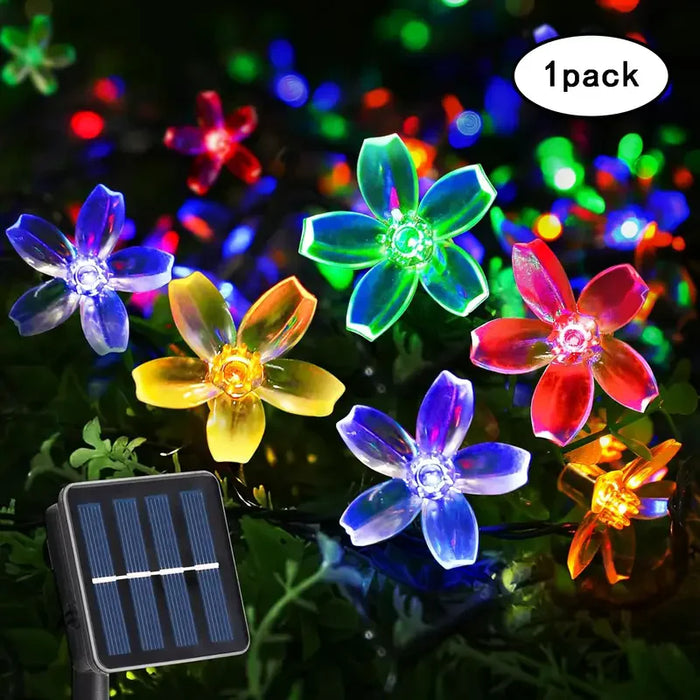 2025 Solar Flower String Lights 200LEDS Waterproof Solar Powered Fairy Lights 8 Modes Decorative Lights for Patio Fence Wedding