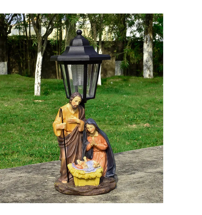 Christmas Trough Solar Light Ornament Outdoor Balcony Lawn Garden Path Atmosphere Light Statue  Garden Statues